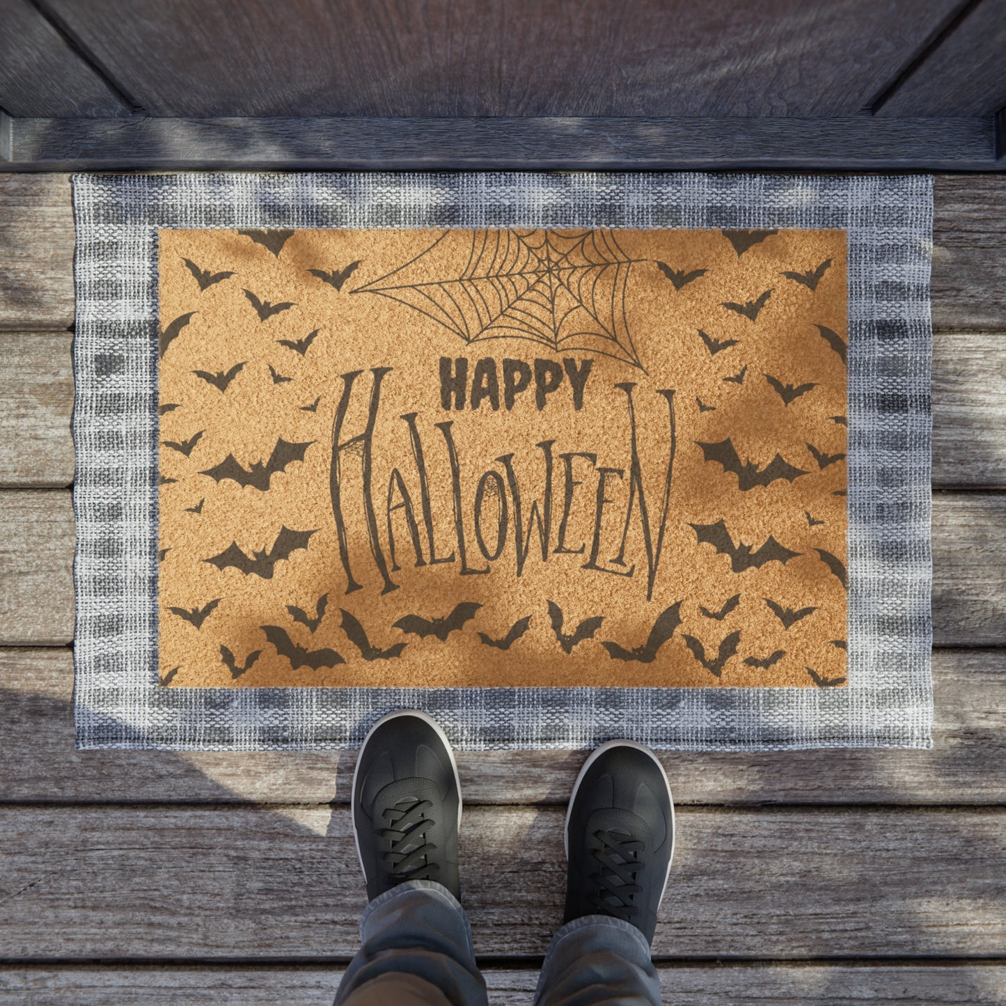 Happy Halloween Bats Door Mat