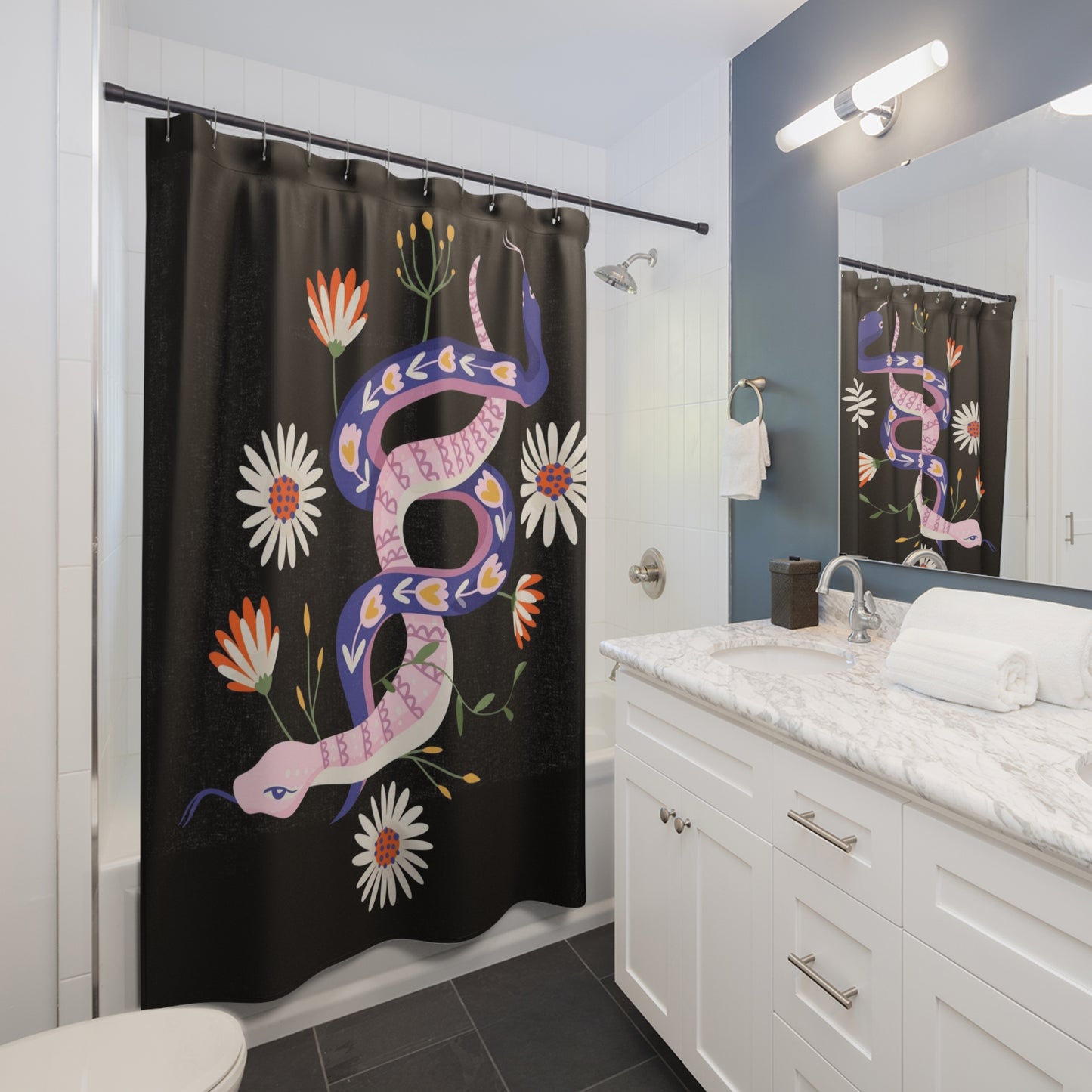 Daisy Snakes Shower Curtain