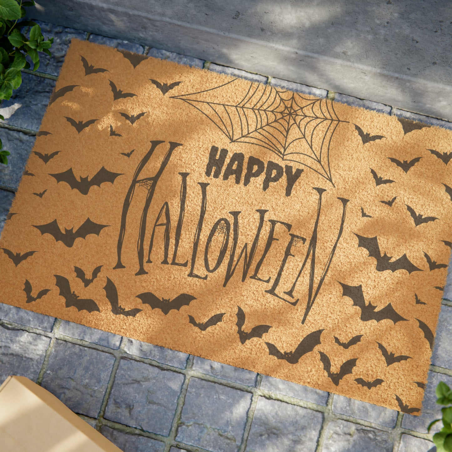Happy Halloween Bats Door Mat