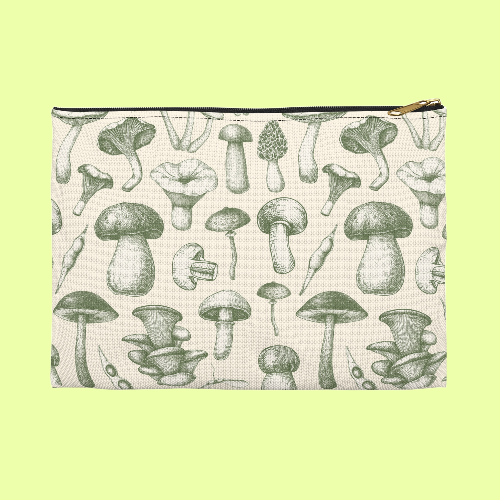 Vintage Green Mushies Makeup Bag