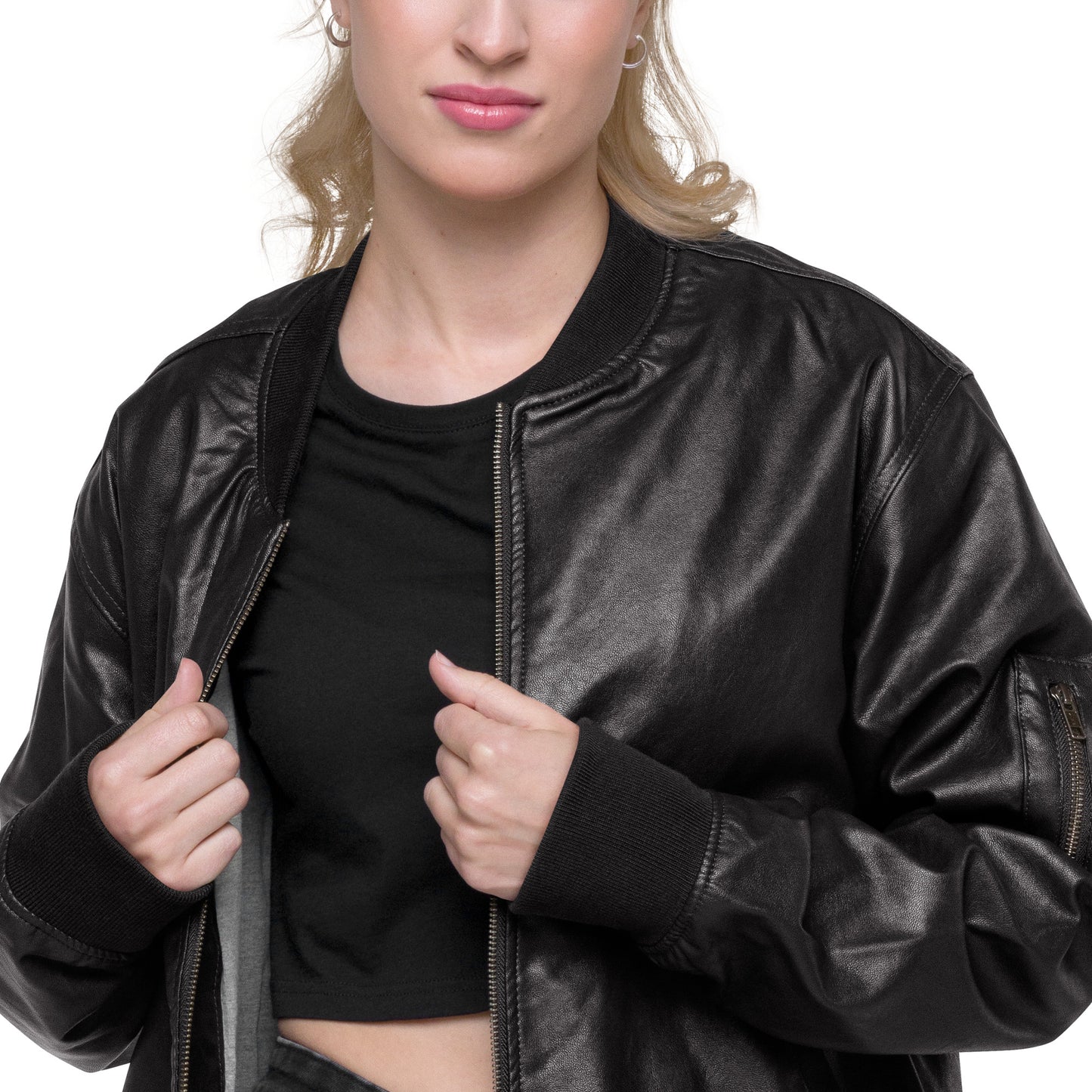Butterfly Crescent Moon Leather Bomber Jacket