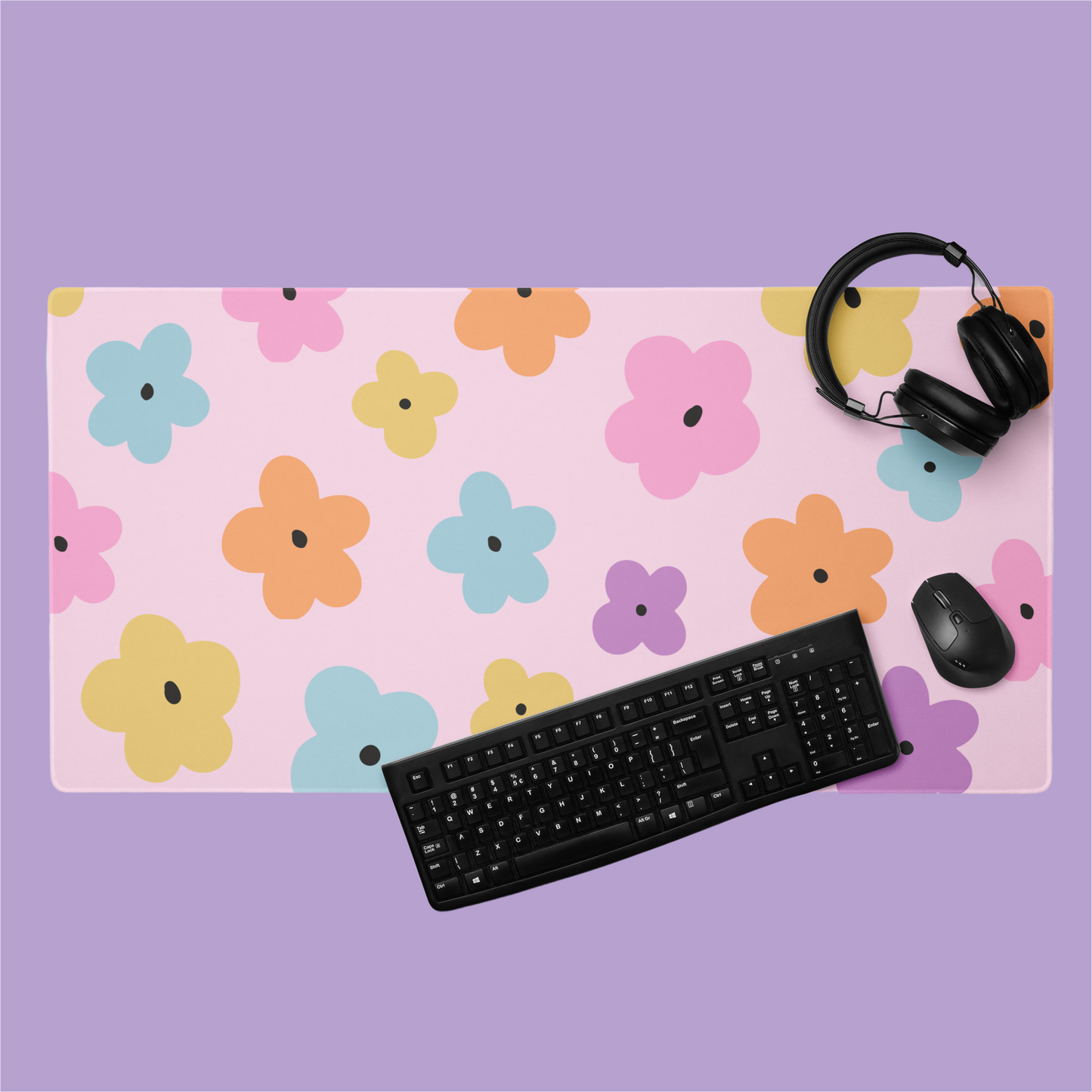 Pastel Flowers Desk Mat