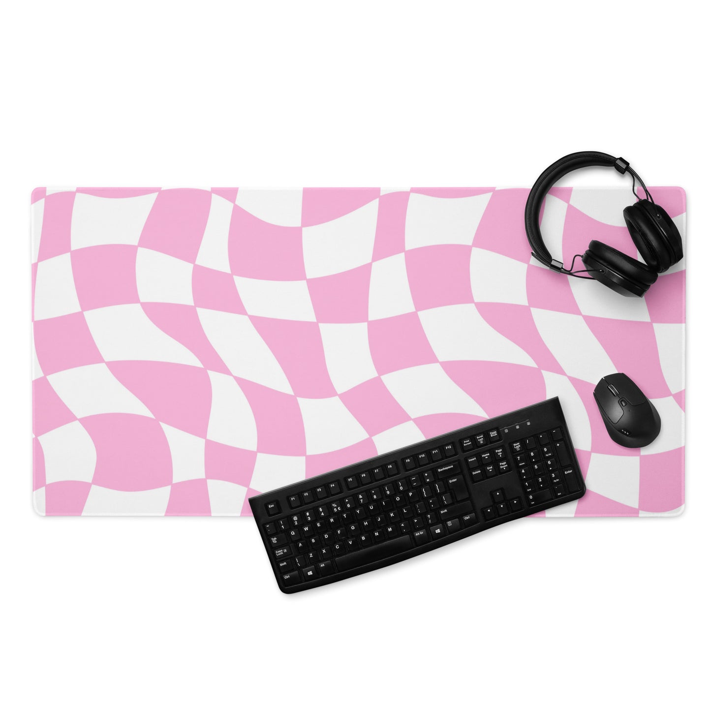 Pink Grid Groovy Desk Mat