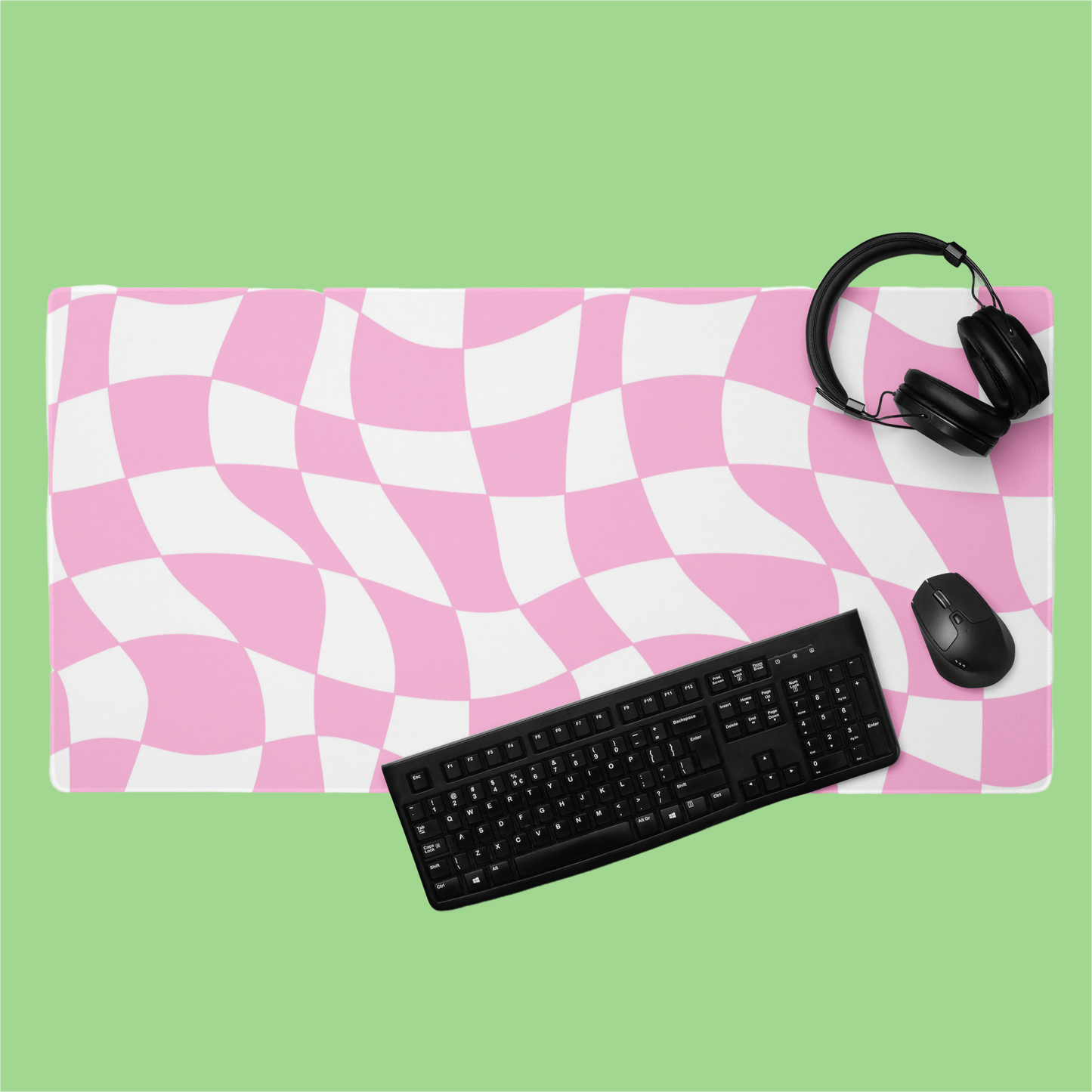 Pink Grid Groovy Desk Mat