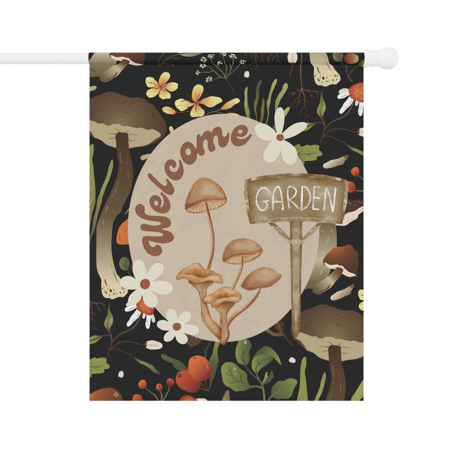 Garden Flag Mushroom House Sign