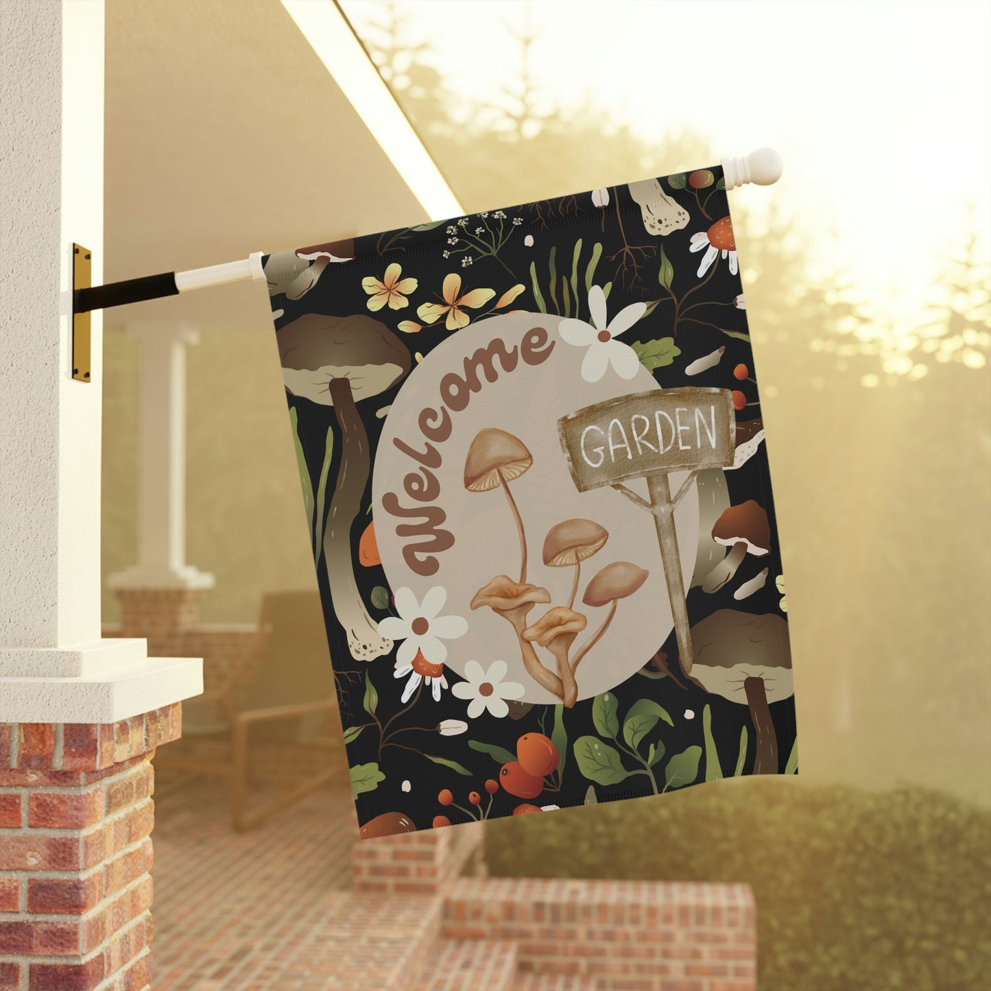 Garden Flag Mushroom House Sign