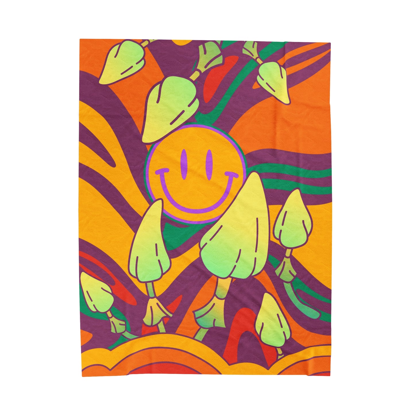 Groovy Mushroom Plush Blanket