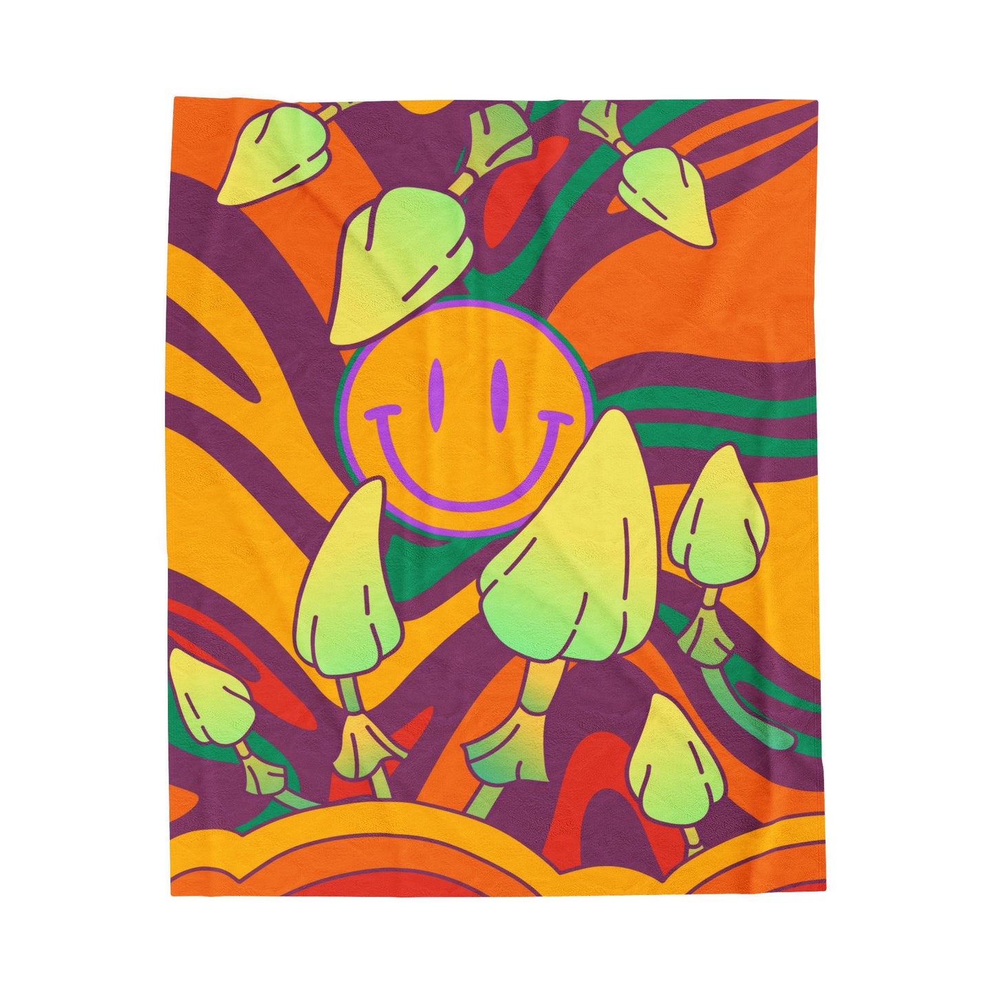 Groovy Mushroom Plush Blanket