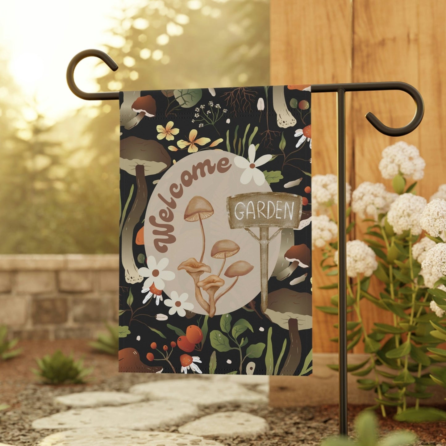 Garden Flag Mushroom House Sign