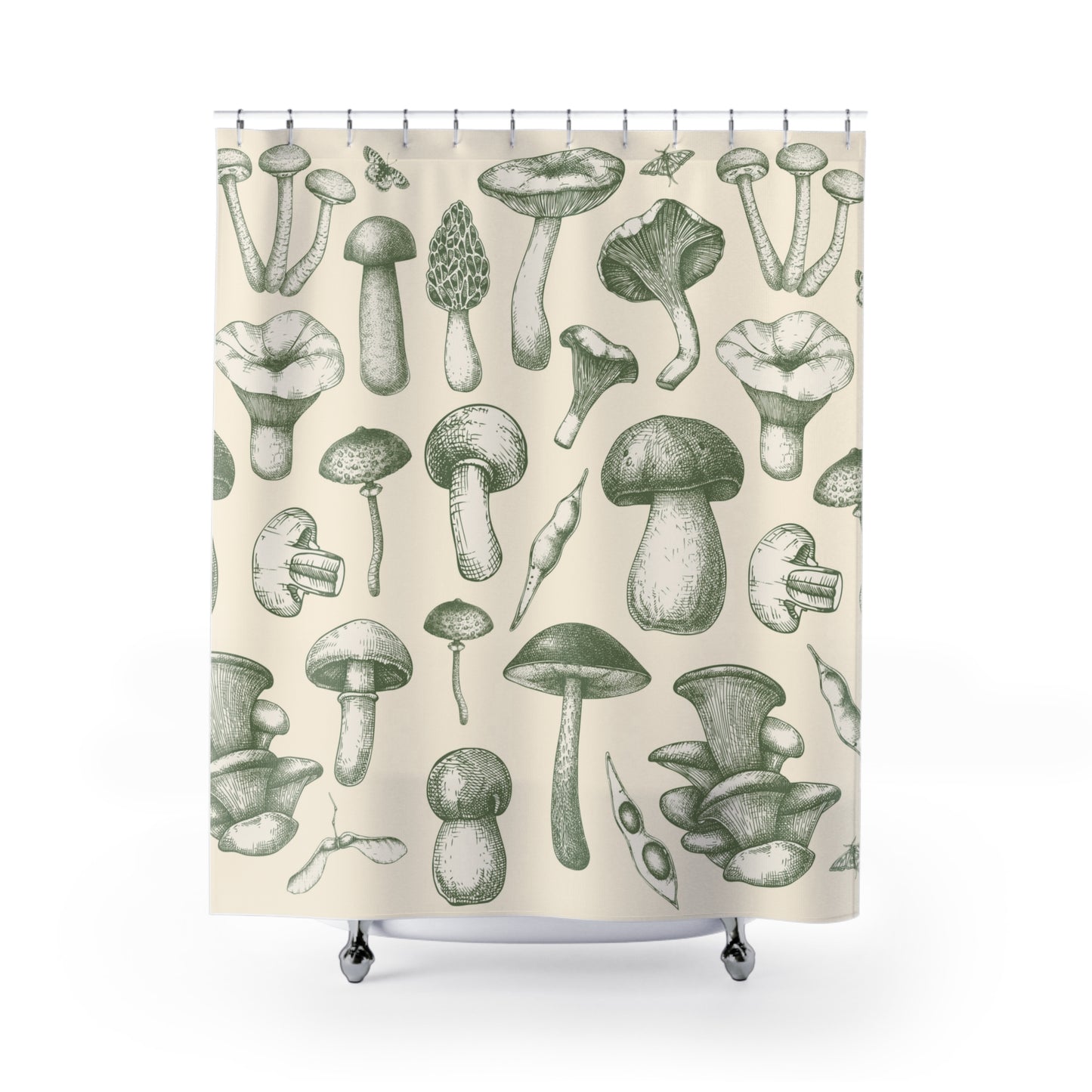 Green Mushrooms Shower Curtain