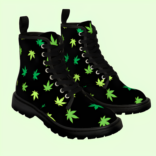 Weed Leaf Black Boots