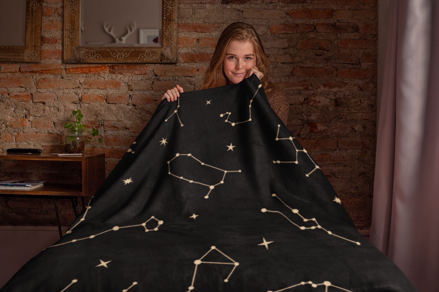 Constellation Black Plush Blanket